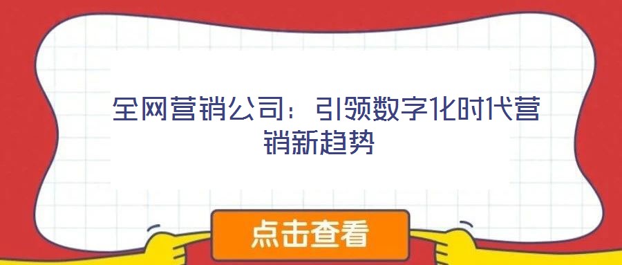  全網(wǎng)營(yíng)銷(xiāo)公司：引領(lǐng)數(shù)字化時(shí)代營(yíng)銷(xiāo)新趨勢(shì)