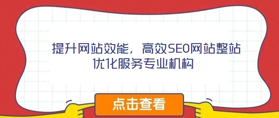  提升網(wǎng)站效能，高效SEO網(wǎng)站整站優(yōu)化服務(wù)專業(yè)機構(gòu)
