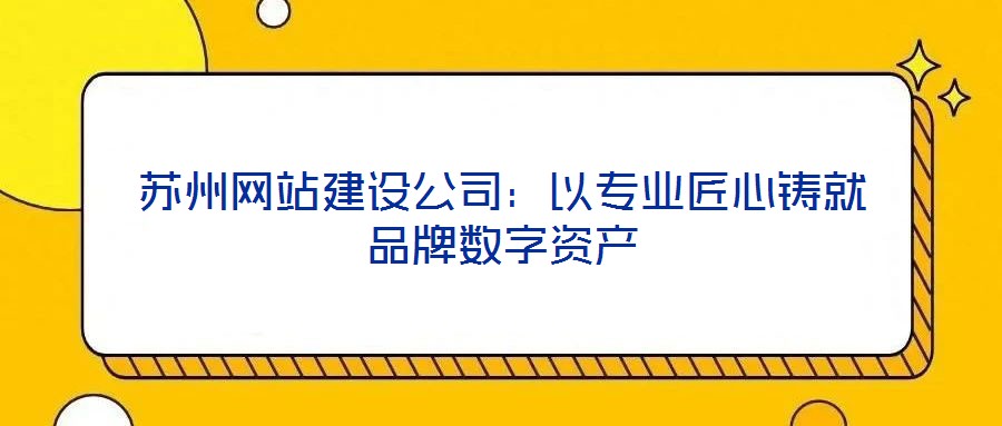 蘇州網(wǎng)站建設(shè)公司：以專業(yè)匠心鑄就品牌數(shù)字資產(chǎn)