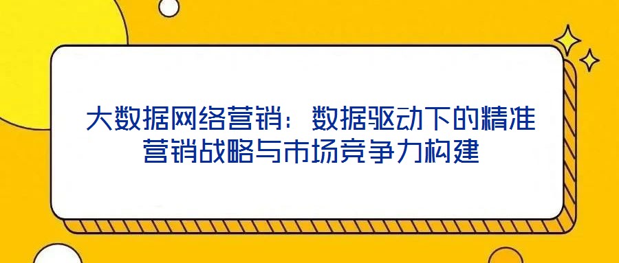 大數(shù)據(jù)網(wǎng)絡(luò)營銷：數(shù)據(jù)驅(qū)動(dòng)下的精準(zhǔn)營銷戰(zhàn)略與市場競爭力構(gòu)建