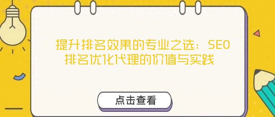  提升排名效果的專業(yè)之選：SEO排名優(yōu)化代理的價(jià)值與實(shí)踐