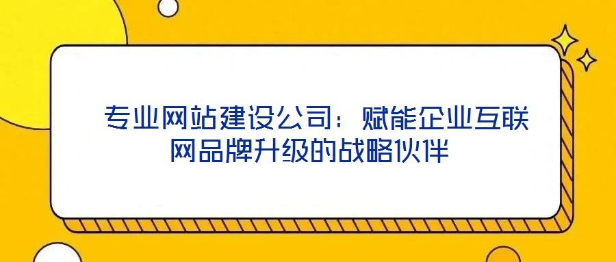  專(zhuān)業(yè)網(wǎng)站建設(shè)公司：賦能企業(yè)互聯(lián)網(wǎng)品牌升級(jí)的戰(zhàn)略伙伴