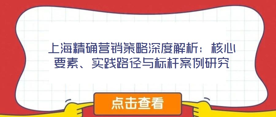 上海精確營(yíng)銷策略深度解析：核心要素、實(shí)踐路徑與標(biāo)桿案例研究