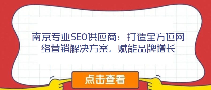 南京專業(yè)SEO供應商：打造全方位網絡營銷解決方案，賦能品牌增長