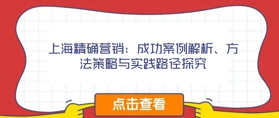 上海精確營銷：成功案例解析、方法策略與實踐路徑探究