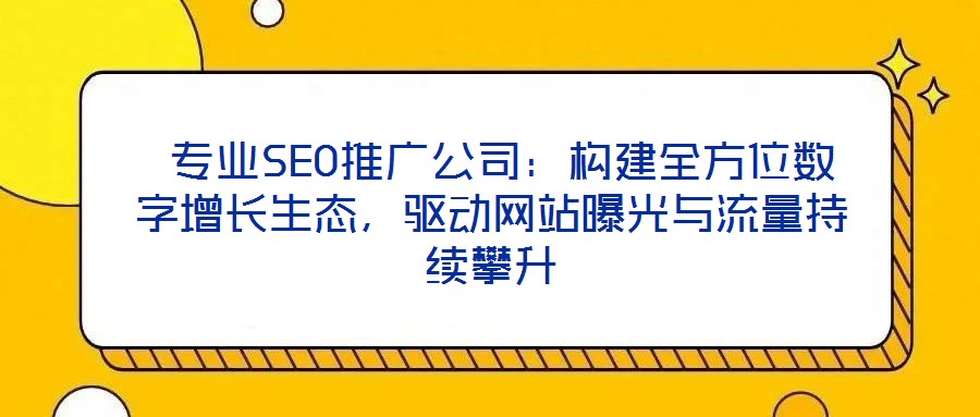  專業(yè)SEO推廣公司：構(gòu)建全方位數(shù)字增長生態(tài)，驅(qū)動(dòng)網(wǎng)站曝光與流量持續(xù)攀升
