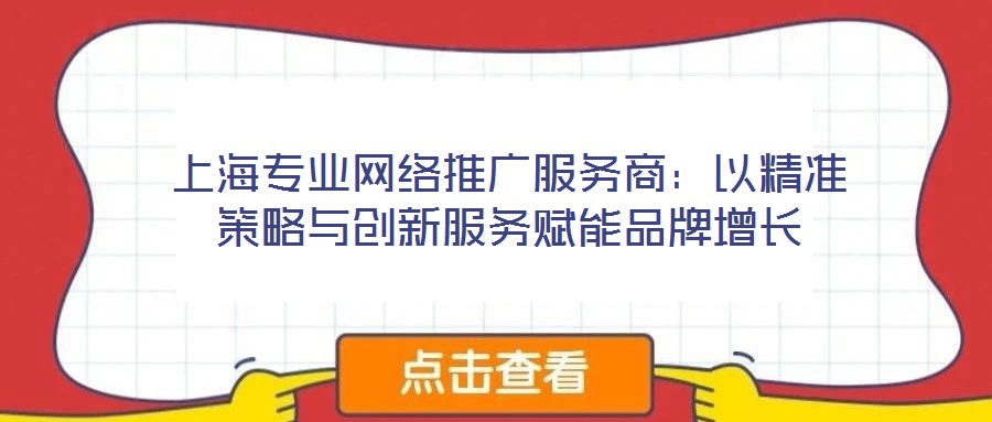 上海專業(yè)網(wǎng)絡推廣服務商：以精準策略與創(chuàng)新服務賦能品牌增長