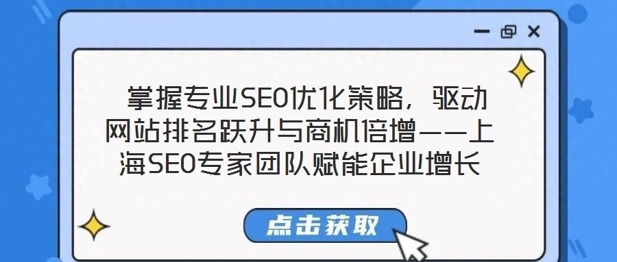  掌握專業(yè)SEO優(yōu)化策略，驅(qū)動(dòng)網(wǎng)站排名躍升與商機(jī)倍增——上海SEO專家團(tuán)隊(duì)賦能企業(yè)增長(zhǎng)