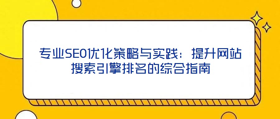 專(zhuān)業(yè)SEO優(yōu)化策略與實(shí)踐：提升網(wǎng)站搜索引擎排名的綜合指南
